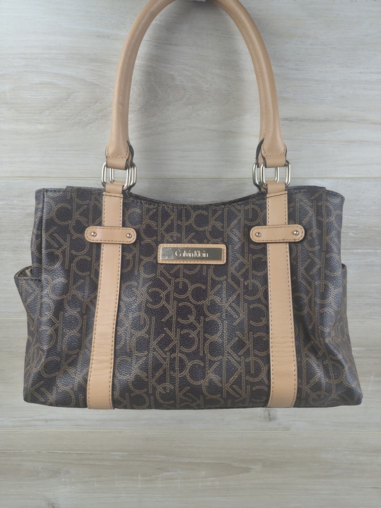 Calvin Klein Handbags - Calvin Klein Brown Monogram Satchel Tote Shoulder Bag